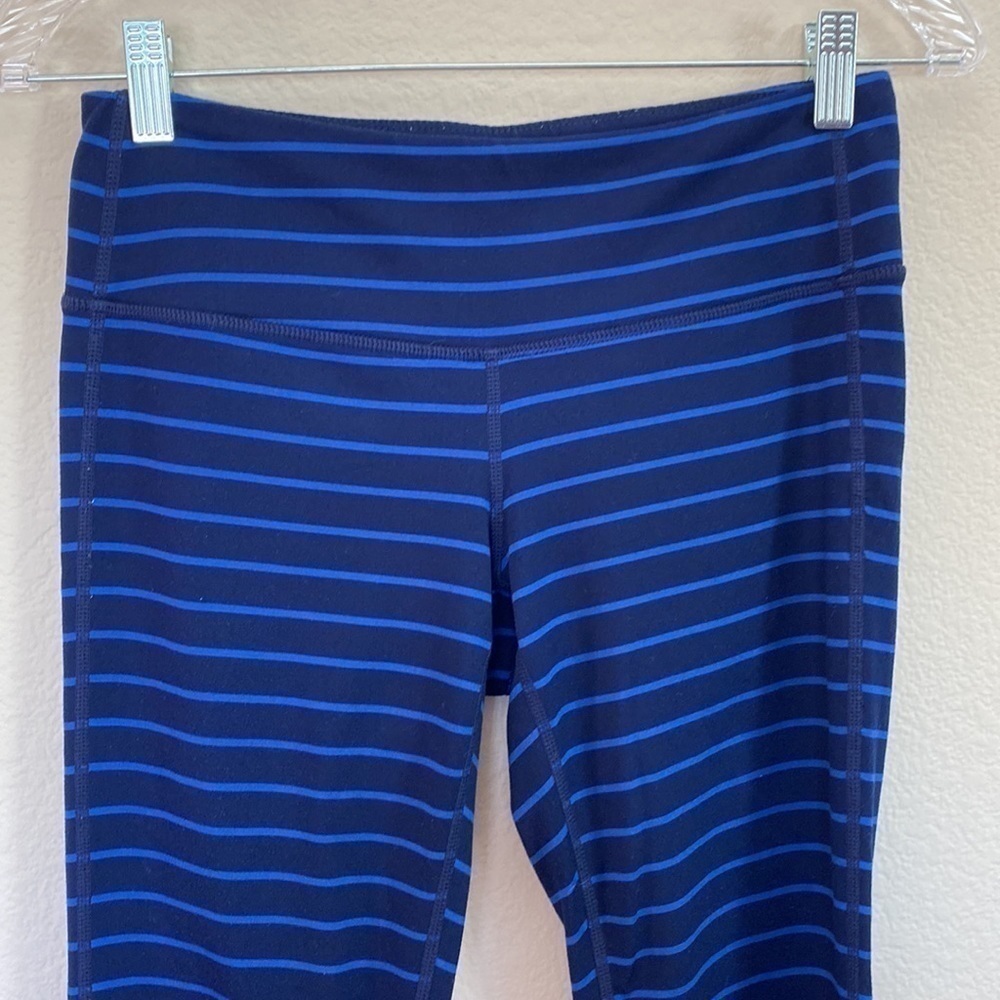 Athleta Chatauranga leggings blue stripe full length - Picture 3 of 5
